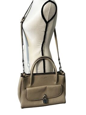 Marc Jacobs ‘Lock It’ Taupe Pebbled Leather Satchel with Front Lock Pocket